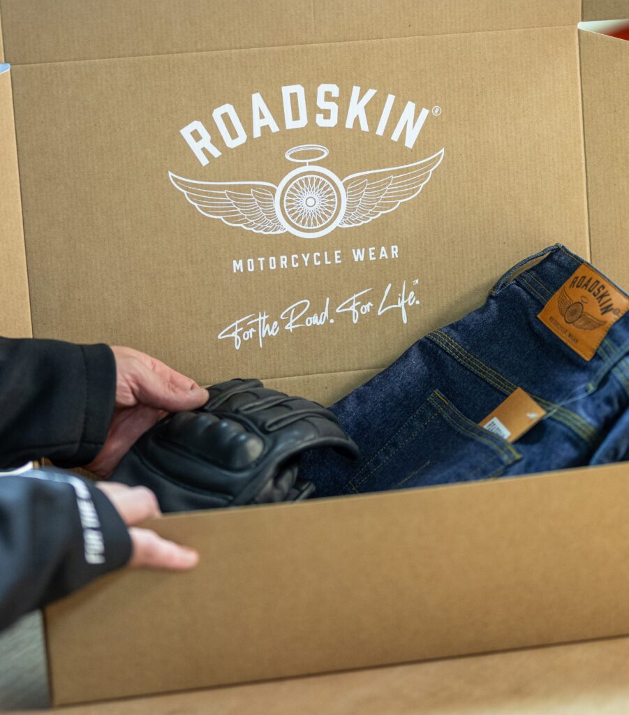 Roadskin packaging box with printed logo supplied by On Top Packaging